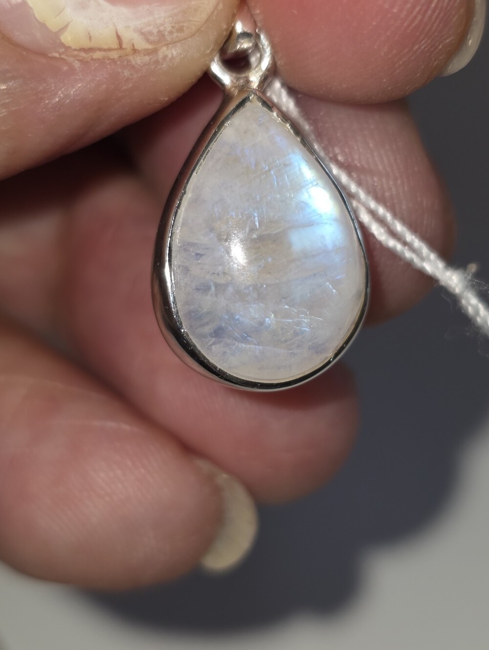 Moonstone Teardrop Pendant Sterling Silver 925 White/Silver